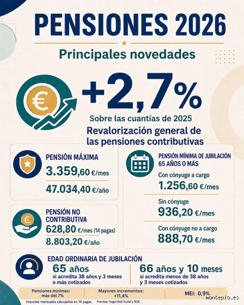 ¿Cuáles son los cambios previstos para las pensiones en España en 2026?