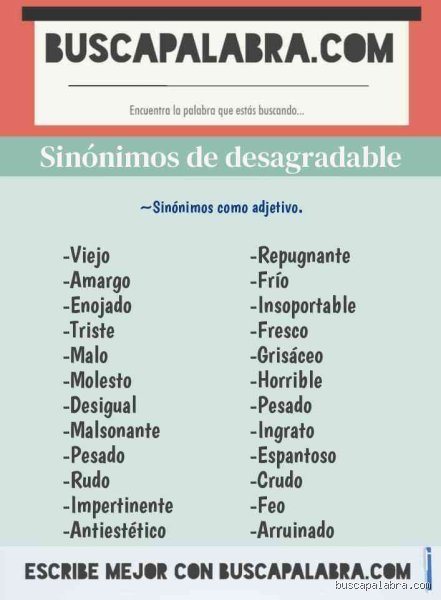 ¿Cuál es la otra palabra para desagradable? Descubre los mejores sinónimos y alternativas lingüísticas