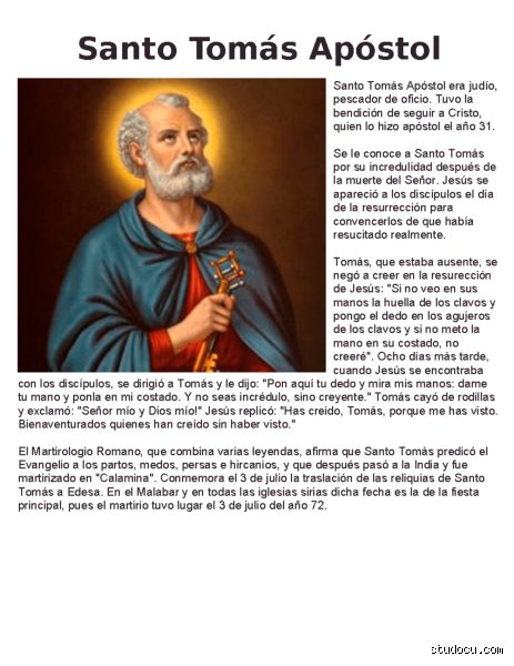 La Sombra de la Dudosa Fe: Introducción Histórica y Teológica a la Vida de Santo Tomás Apóstol (Primera Parte)