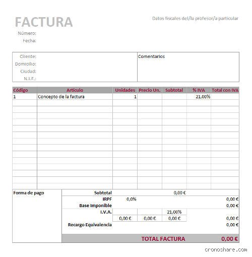¿Cómo se facturan las clases particulares?