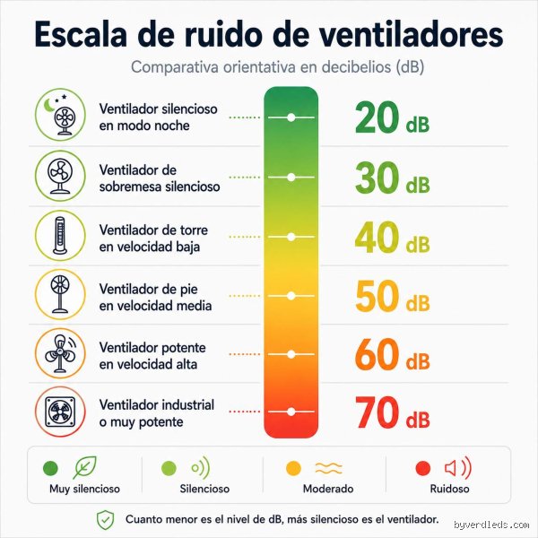 ¿50 dB es mucho ruido para un ventilador de techo?