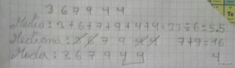 ¿Cómo calcular la mediana de los siguientes datos: 3, 6, 7, 9, 4, 4?