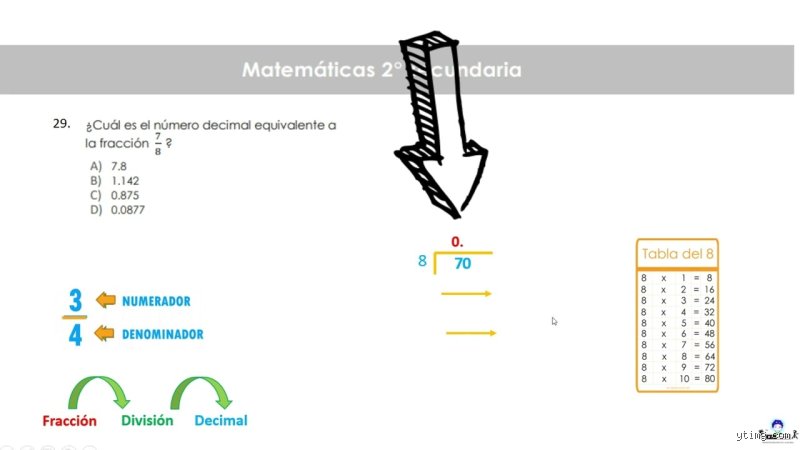 ¿Cuál es el numerador de 7 8?