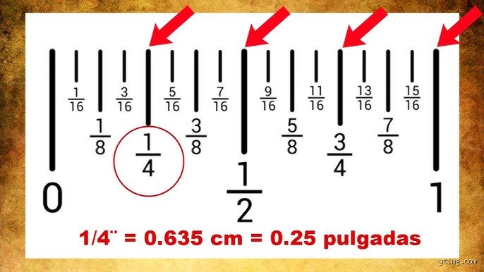 ¿Cuántos 1/4 hay en 1 pulgada?