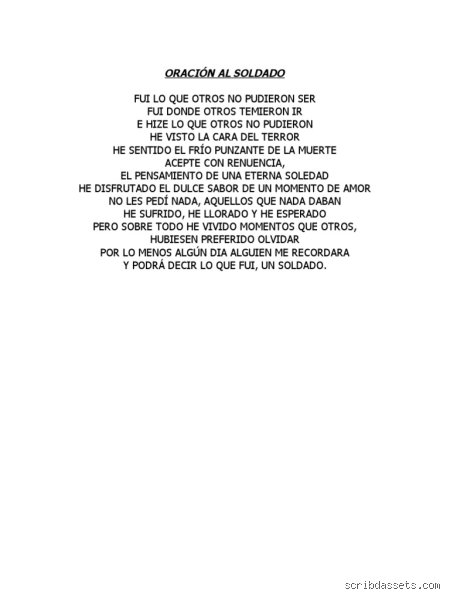 ¿Cuál es la letra de la oración del soldado?