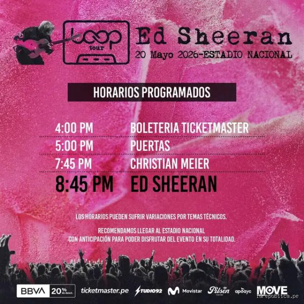 ¿Cuánto dura un concierto típico de Ed Sheeran?