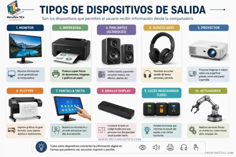 ¿Cuáles son los 3 dispositivos que se consideran de salida?