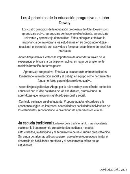 ¿Cuáles son los 4 principios de John Dewey?
