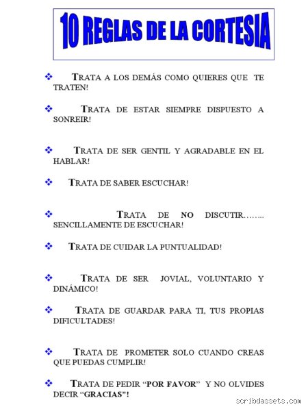 ¿Cuáles son las 10 normas de cortesía?