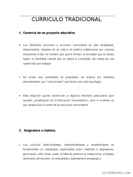 ¿Cuál es el enfoque curricular tradicional?