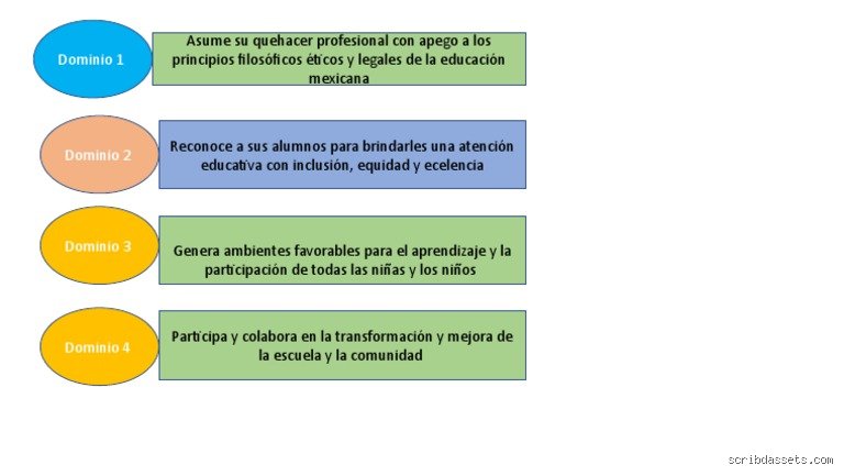 ¿Cuáles son los 4 dominios de la enseñanza?