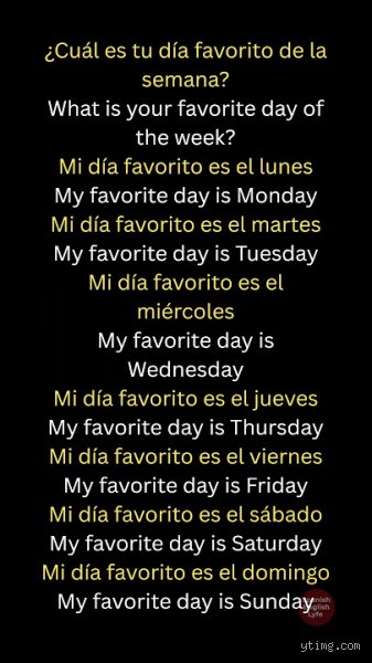 ¿Cuál es tu día favorito de la semana?