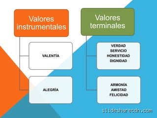 ¿Cuáles son algunos ejemplos de valores instrumentales?