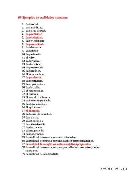 ¿Cuáles son las 50 cualidades que puede tener una persona?