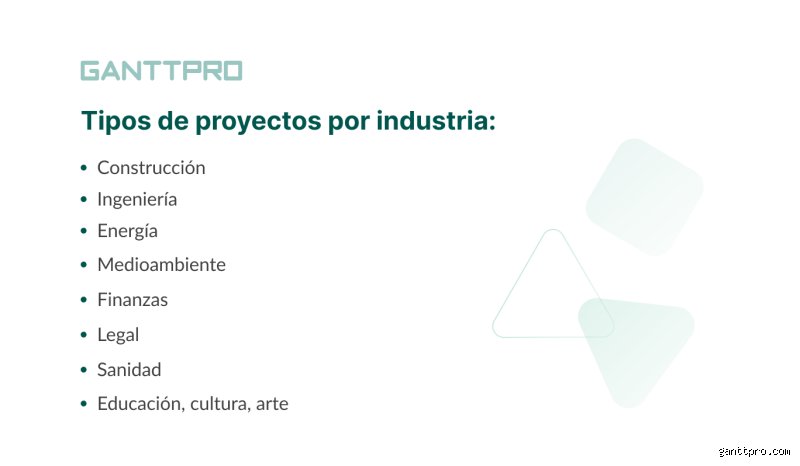 ¿Cuáles son los 5 tipos de proyectos?