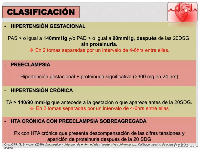 ¿Cuáles son los 4 tipos de hipertensión durante el embarazo?