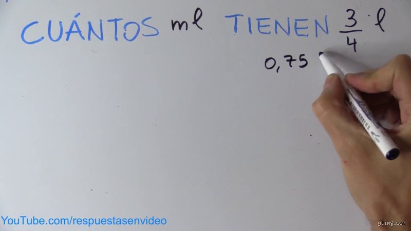 ¿A cuánto equivale 3/4 en litros?