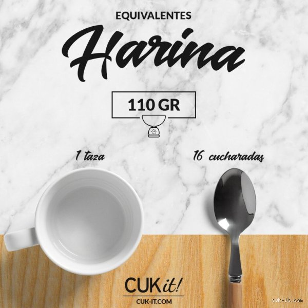 ¿Cuánto es una taza de harina en cucharadas?