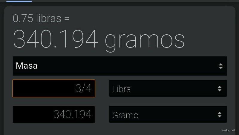 ¿Cuánto son 3/4 de libra?