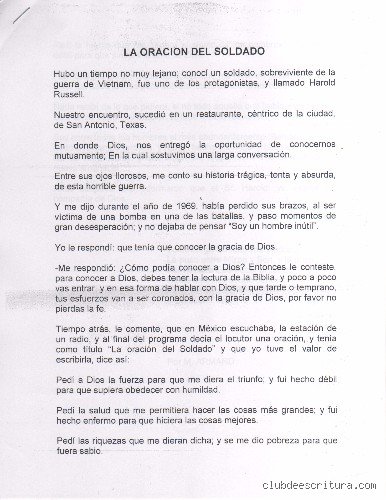 ¿Existe la oración del soldado?