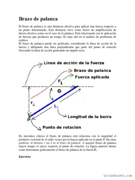 ¿Cuál es la definición de brazo de palanca?