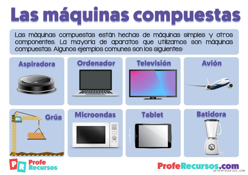 ¿Cuáles son algunos ejemplos de máquinas compuestas?