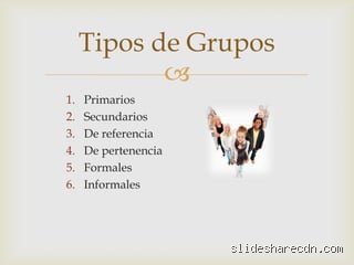 ¿Cuáles son los 4 tipos de grupos?