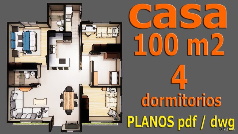 ¿Cuántas habitaciones tiene una casa de 100 metros cuadrados?