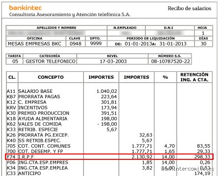 ¿Retencion IRPF en nómina 0?