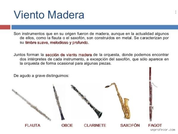 ¿Cómo se llaman los instrumentos de viento madera?