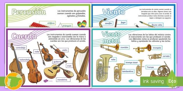 ¿Cuáles son las 3 principales familias de instrumentos musicales?