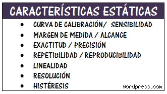 ¿Cuáles son las cinco características estáticas de los instrumentos?
