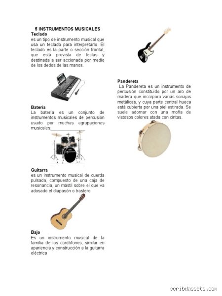 ¿Cuáles son los 5 instrumentos principales?
