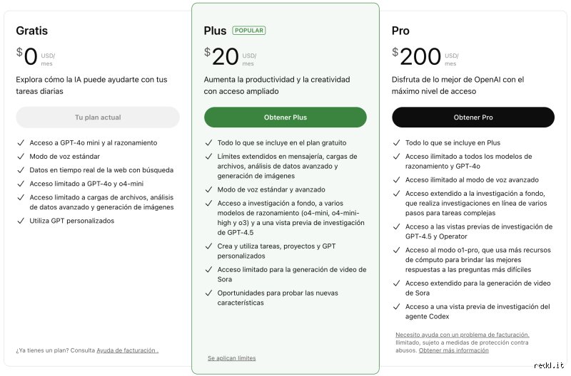 ¿Diferencias ChatGPT gratis y plus?