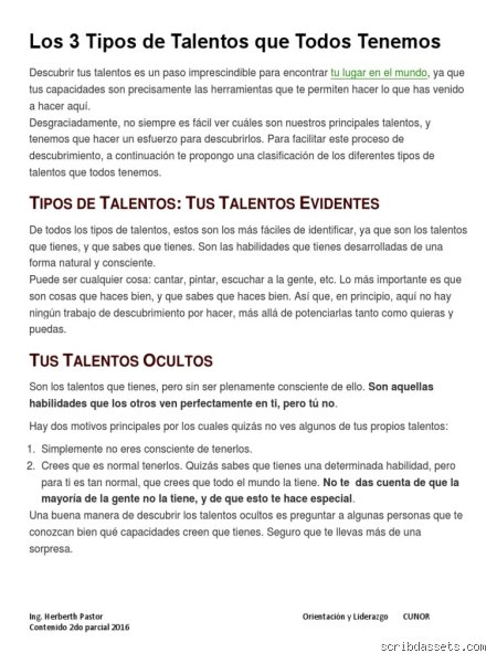 ¿Cuáles son los 3 tipos de talentos?