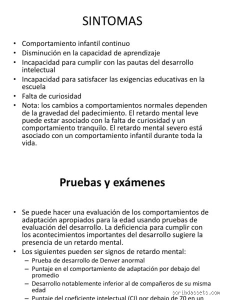¿Cuáles son los síntomas del retraso mental leve?