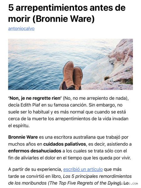 ¿Cuáles son los 5 mayores arrepentimientos de las personas moribundas?