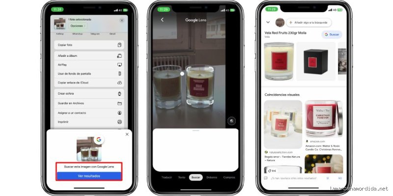¿Cómo encontrar elementos a partir de una captura de pantalla en iPhone?
