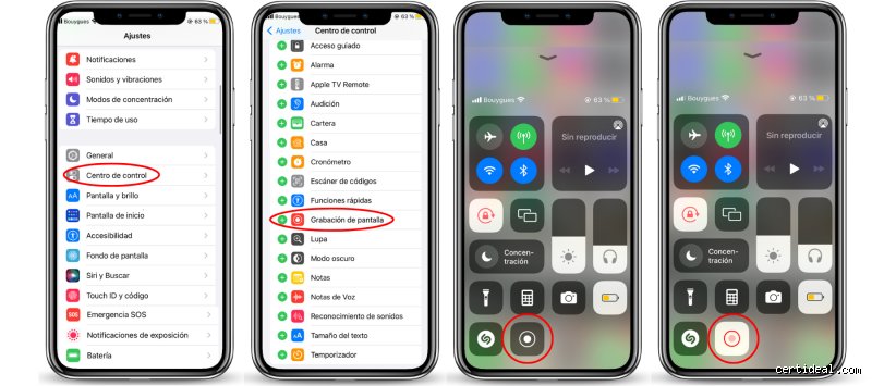 ¿Cómo puedo saber si se está grabando la pantalla de mi iPhone?