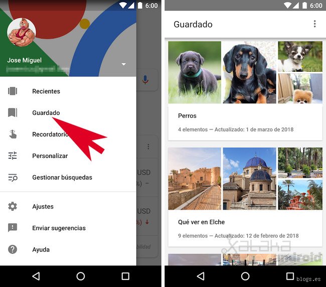 ¿Dónde se ven las imágenes guardadas en Google?