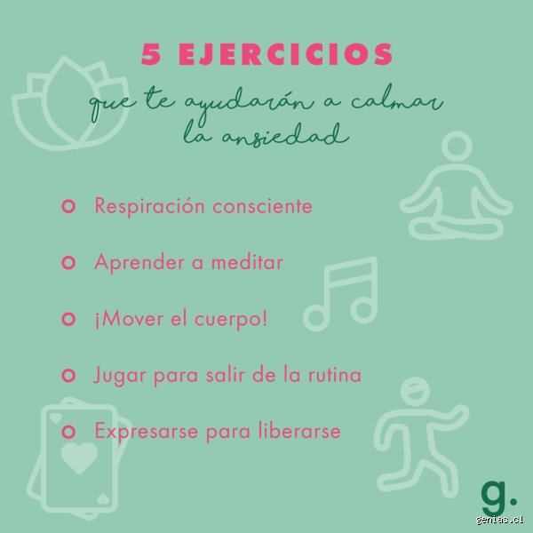 ¿Cuáles son 5 cosas para calmar la ansiedad?