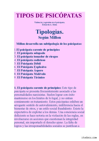 ¿Cuáles son los 4 tipos de psicópatas?