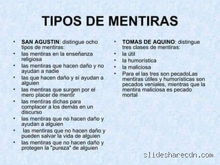 ¿Cuáles son los 5 tipos de mentiras?