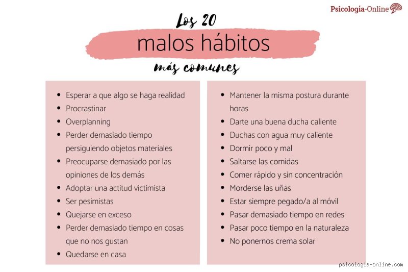 ¿Cuáles son los malos hábitos para la salud mental?
