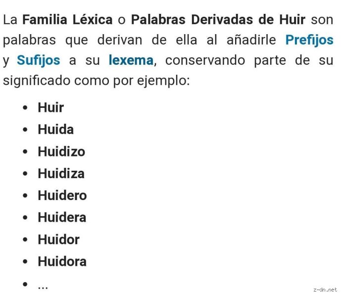 ¿3 palabras derivadas de huir?