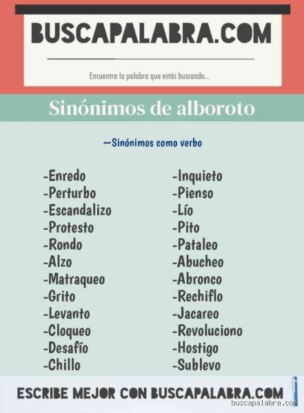 ¿Alborota sinónimos?