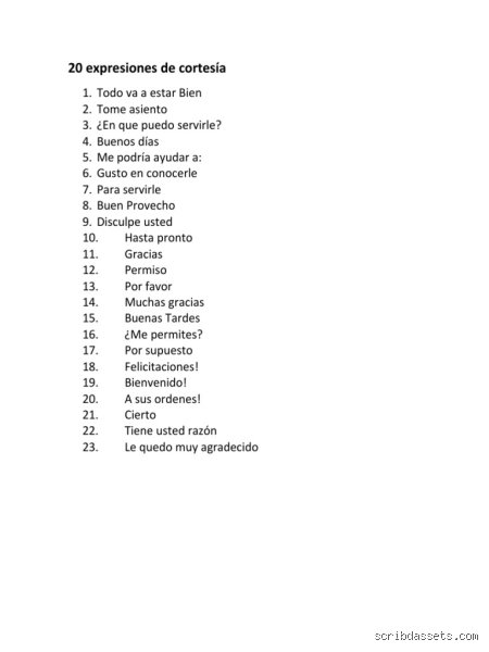 ¿Cuáles son 10 palabras de cortesía?