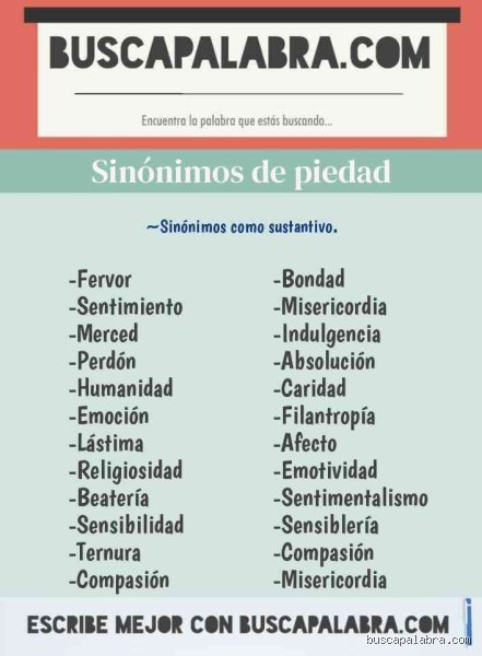 ¿Cuáles son 3 sinónimos de piedad?