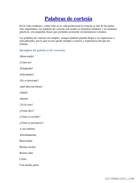 ¿Cuáles son tres palabras de cortesía?