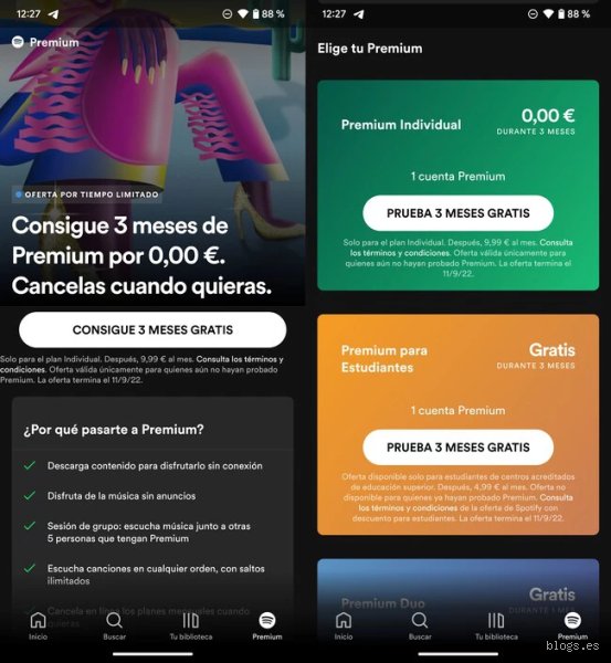 ¿Cuáles son las promociones actuales de Spotify?